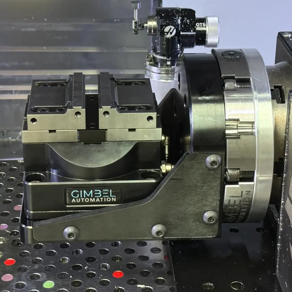 AxisMount™ 90° Trunnion with AutoVise™- Air Vise Pneumatic Automation Module for 4th/5th Axis