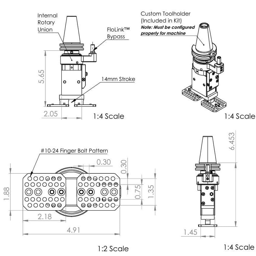 FloLink CNC gripper system for machines without through-spindle air