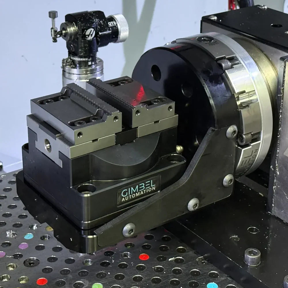 AxisMount™ 90° Trunnion with AutoVise™- Air Vise Pneumatic Automation Module for 4th/5th Axis