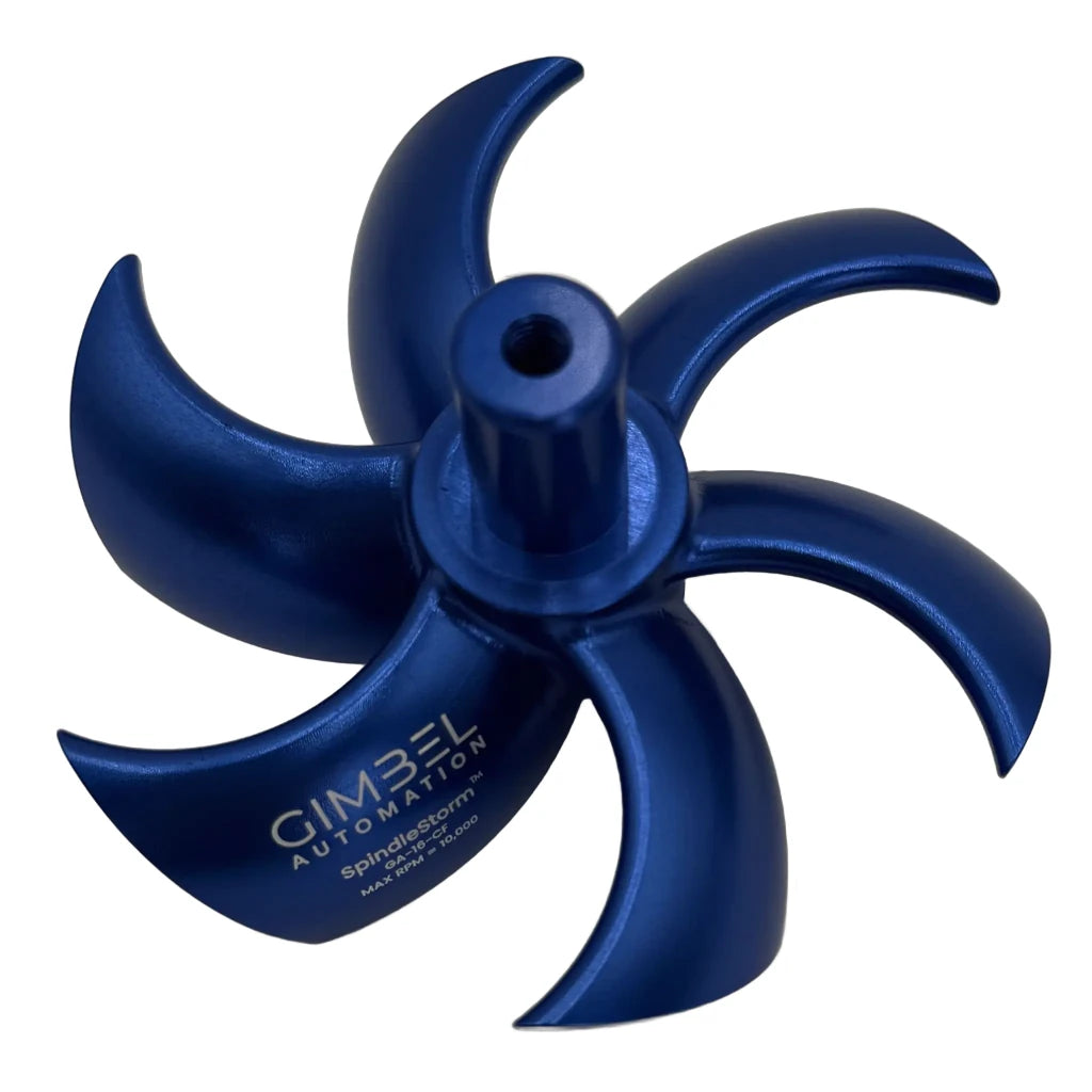 SpindleStorm3 six blade billet aluminum impeller, top view